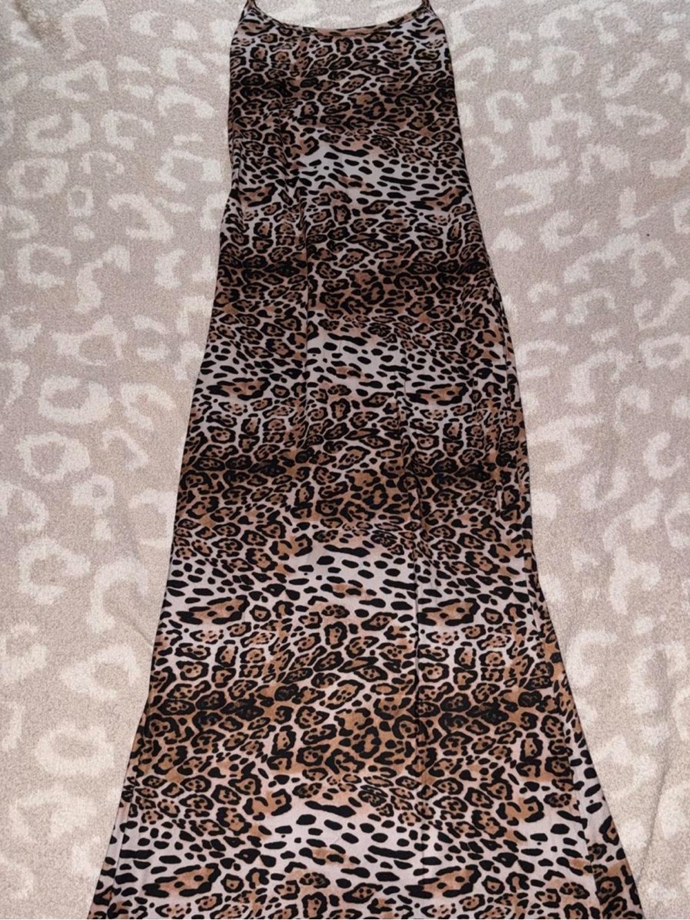 Leopard Print Slip Maxi Skirt - Brown
